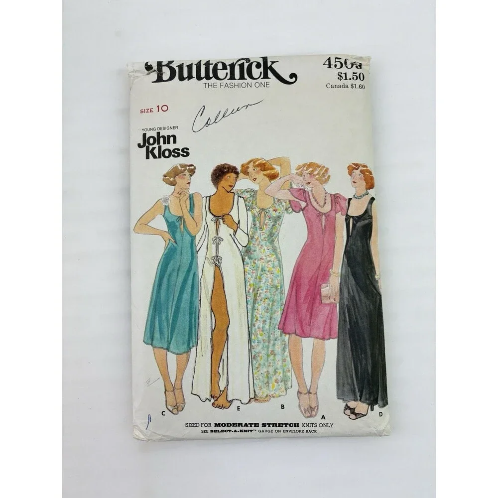 Gown Bikini Panties Scoop Neck Dress Vtg Size 10 UNCUT Pattern 4509 John Kloss
